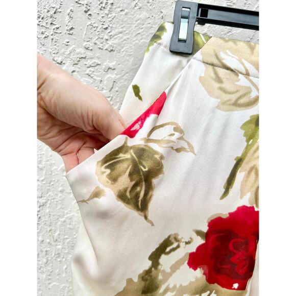 Harvey Faircloth High Rise 100% Silk Floral Print Pants Cream Women's Size US 4 - Picture 2 of 6